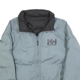 HELLY HANSEN Mens Grey & Black Puffer Jacket L Polyester Woven Plain Relaxed Fit