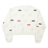 FILA Womens White & Red Crew Neck S Cotton Blend Sweatshirt Pullover