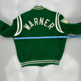 Warner Jr. Hi Athlete Warner Bros College Varsity Jacket - Medium Green Wool
