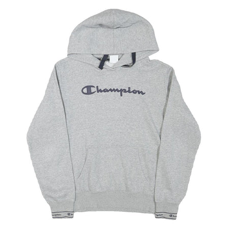 CHAMPION Boys Grey Pullover Hoodie L Cotton Blend Logo Comfort Casual