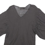 KOLOR Womens Grey & Black Modern T-Shirt M Short Sleeve V-Neck Cashmere Blend