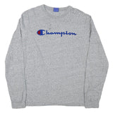 CHAMPION Mens Grey Long Sleeve Crew Neck T-Shirt 2XL Cotton Blend Casual