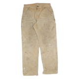 CARHARTT Mens Cotton Blend Beige Relaxed Straight Trousers W31 L32 Workwear