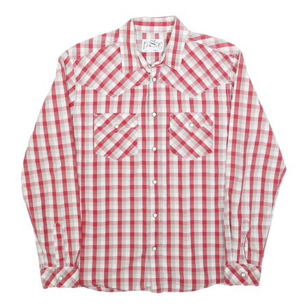 LEVI'S Mens Red & Beige Check Shirt M Western Style Casual Cotton Blend