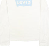 LEVI'S Girls White Blue Logo T-Shirt L Long Sleeve Crew Neck Casual Cotton