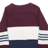 ADIDAS Womens Maroon & White & Navy Sweatshirt Crew Neck UK 6 Cotton Blend
