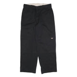 DICKIES Mens Black Cotton Blend Relaxed Straight Trousers W36 L32 Workwear Zip