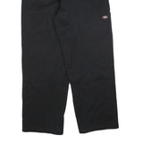 DICKIES Mens Black Cotton Blend Relaxed Straight Trousers W36 L32 Workwear Zip