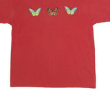 PGB Womens Red Butterfly Graphic T-Shirt XL Short Sleeve Crew Neck Casual