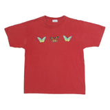 PGB Womens Red Butterfly Graphic T-Shirt XL Short Sleeve Crew Neck Casual