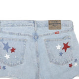 WRANGLER Mens Shorts Light Blue Denim XL W34 Star Print Casual Retro