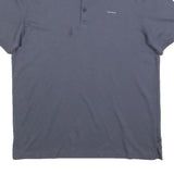 CALVIN KLEIN Mens Blue Polo Shirt Short Sleeve Plain Regular Fit L Cotton Blend