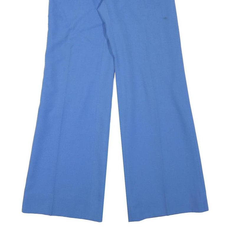 TREVIRA Mens Blue Relaxed Fit Wide-Leg Woven Wool Blend Trousers W28 L31 Formal