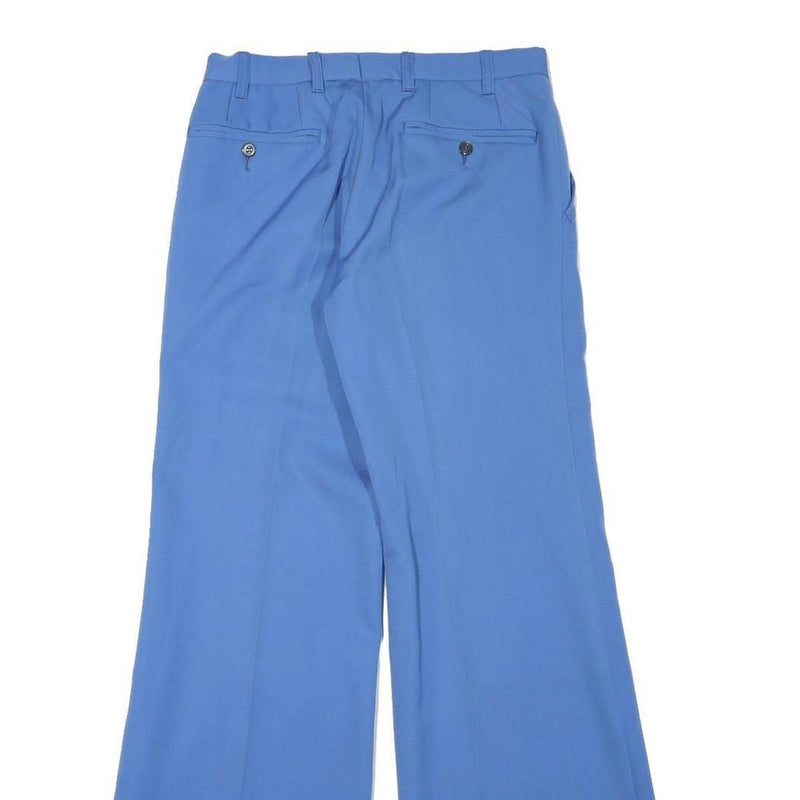 TREVIRA Mens Blue Relaxed Fit Wide-Leg Woven Wool Blend Trousers W28 L31 Formal