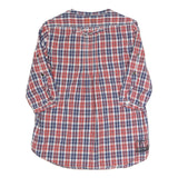 GSTAR Womens Blue & Red Checked Shirt 3/4 Sleeve Button Neck M Stylish Casual