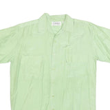 CEDARS SPORT Mens Green Silk Short Sleeve Shirt M Two Chest Pockets Lightweight