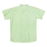 CEDARS SPORT Mens Green Silk Short Sleeve Shirt M Two Chest Pockets Lightweight