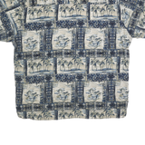 MUSINGWEAR Mens Blue Rayon Hawaiian Shirt XL Tropical Print Island Theme