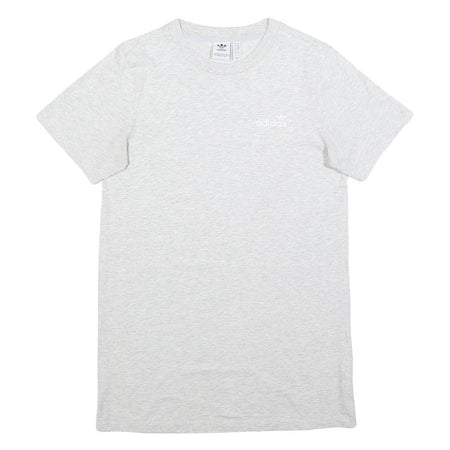 ADIDAS Womens White Cotton T-Shirt Dress Short Sleeve UK 6 Casual Logo Print