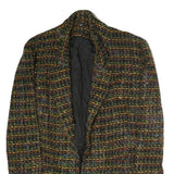 Womens Black & Multi Wool Classic Jacket L Woven Checked Pattern