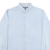 TOMMY HILFIGER Mens Blue Button Down Shirt L Cotton Blend Casual Lightweight