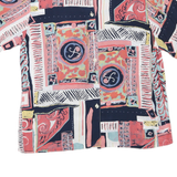 CV Womens Navy & Coral Artistic Print Shirt XL Button Down Short Sleeve Summer
