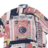 CV Womens Navy & Coral Artistic Print Shirt XL Button Down Short Sleeve Summer