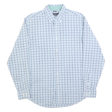 NAUTICA Mens Blue Check Shirt M Cotton Blend Button-Down Collar Long Sleeve