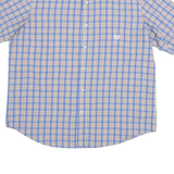 CHAPS Mens Blue & Red Check Shirt XL Button Short Sleeve Cotton Blend Summer