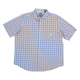 CHAPS Mens Blue & Red Check Shirt XL Button Short Sleeve Cotton Blend Summer