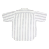 WORLD Mens White & Grey Stripe Cotton Shirt L Casual Button Front Pockets