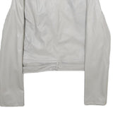 Womens White Faux Leather Zip Jacket S Biker Plain Stylish Lightweight