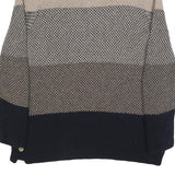 BARBOUR Womens Beige & Navy Patterned Jumper Round Neck Basic Knit UK 10 Wool