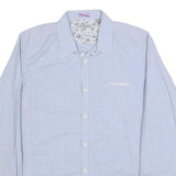 TED BAKER Mens Blue & White Check Shirt L Cotton Blend Long Sleeve Formal