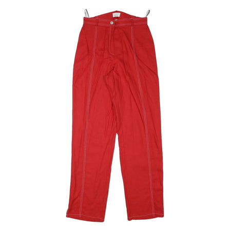 CITY LIFE Womens Viscose Blend Red Regular Straight Trousers W26 L31 Stylish Zip