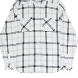 COLUMBIA Womens White & Grey Check Hooded Shirt M Cotton Blend Button Casual