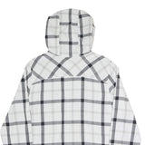 COLUMBIA Womens White & Grey Check Hooded Shirt M Cotton Blend Button Casual