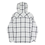 COLUMBIA Womens White & Grey Check Hooded Shirt M Cotton Blend Button Casual