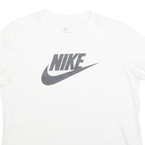 NIKE Womens White T-Shirt L Short Sleeve Crew Neck Cotton Classic Logo