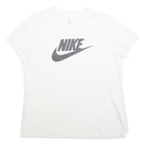 NIKE Womens White T-Shirt L Short Sleeve Crew Neck Cotton Classic Logo