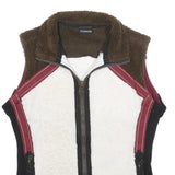 NAPAPIJRI Girls White Brown Burgundy Zip Jacket XL Polyester Blend Sherpa