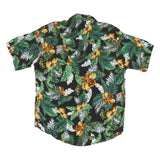 Mens Black Green & Yellow Tropical Print Cotton Blend Shirt 2XL Summer Casual