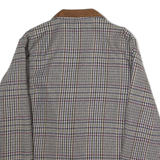 Womens Brown Check Wool Jacket L Button Closure Classic Fit Long Sleeve