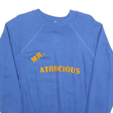 ROBINSON Mens Blue Sweatshirt XL Crew Neck Cotton Blend Pullover Coach Print