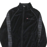 CHAMPION Mens Black Track Jacket S Polyester Blend Plain Zip Casual Sportswear