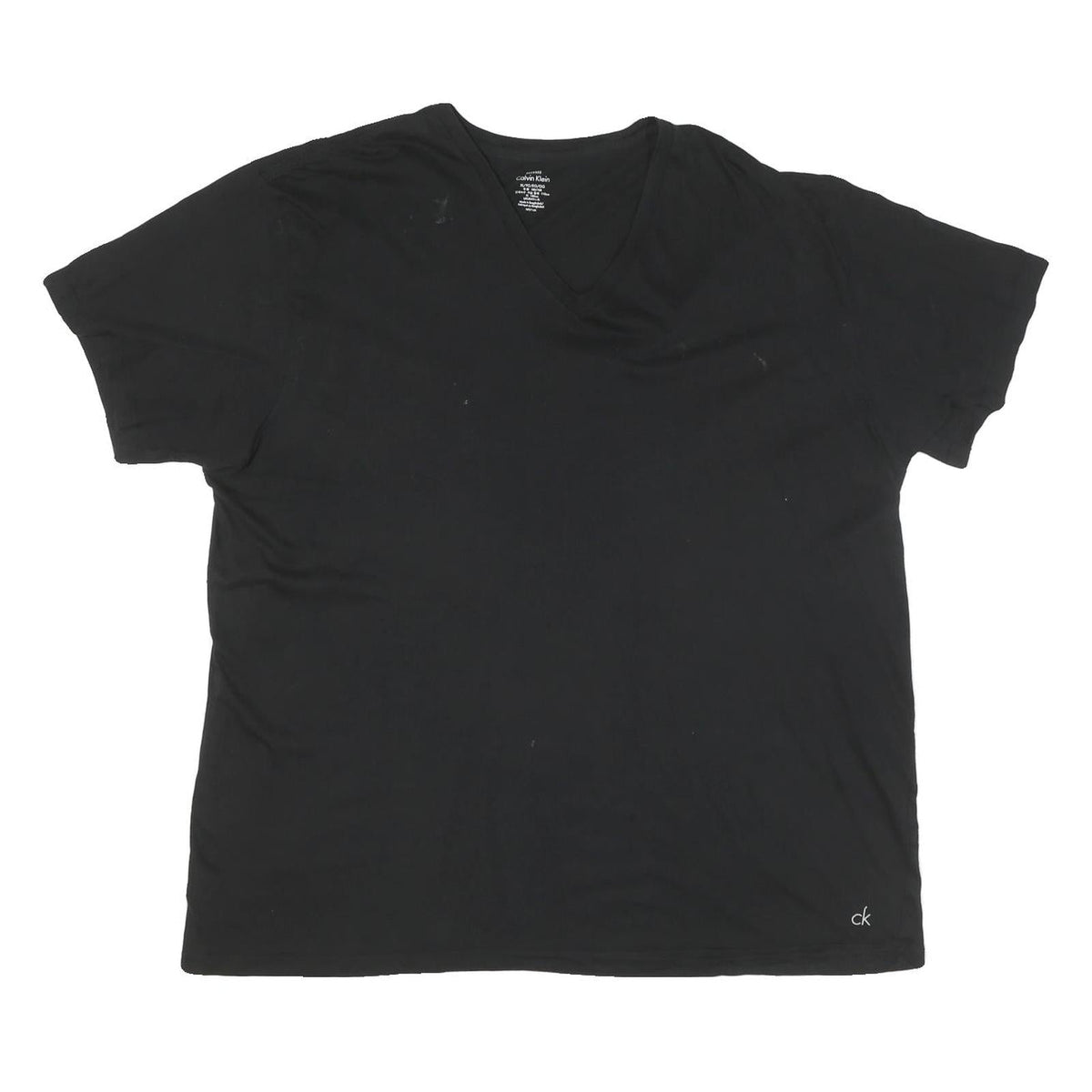 CALVIN KLEIN Mens Black V Neck T-Shirt XL Cotton Blend Casual 
