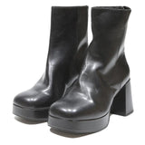 CHARLES & KEITH Womens Black Block Heel Ankle Boots Leather UK 3 Stylish