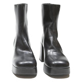 CHARLES & KEITH Womens Black Block Heel Ankle Boots Leather UK 3 Stylish