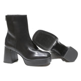 CHARLES & KEITH Womens Black Block Heel Ankle Boots Leather UK 3 Stylish