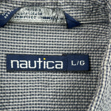 Nautica Checked Short Sleeve Shirt - Large Grey Cotton